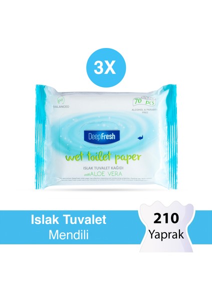 Deep Fresh Islak Tuvalet Mendili 3 x 70 Yaprak