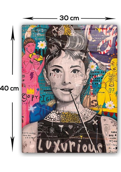 Cam Tablo | Popart Serisi | Audrey Hepburn | 30CM x 40CM