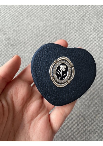 Katlanır Makyaj Aynası Taşınabilir Mini Boy Çiçek Figürlü Lacivert Renk 6 cm x 6 cm fırsatları