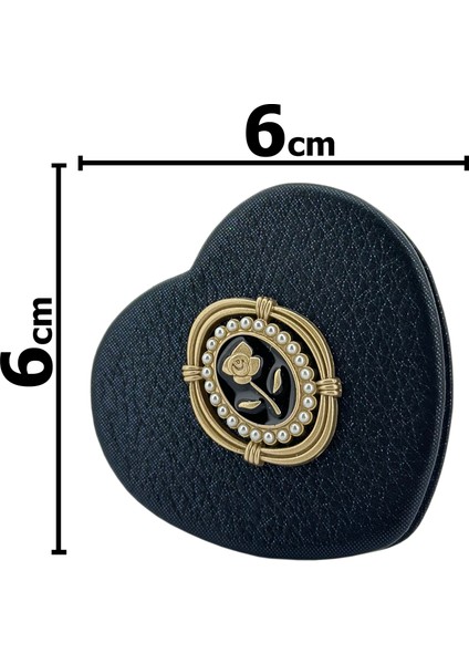 Katlanır Makyaj Aynası Taşınabilir Mini Boy Çiçek Figürlü Lacivert Renk 6 cm x 6 cm indirimleri