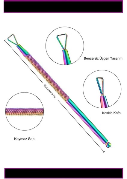 3 Adet Kütikül İtici Seti Profesyonel Pens Düzeltici ve Tırnak Sanatı XLK101105PENSSET