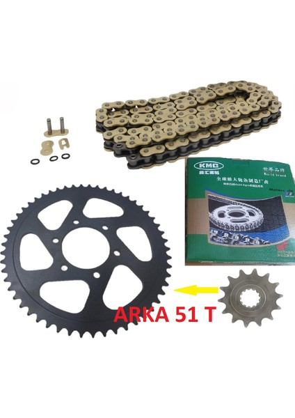 Cf Moto Nk 400 Oringli Zincir Dişli Seti Performans Arka Dişli 51 T Kmc Gold Zincir-Arasmoto