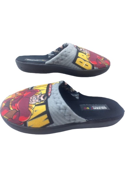 Erkek Çocuk Gri-Siyah Sarı Kahraman Figürlü Ev Içi Terlik GZRR778-007