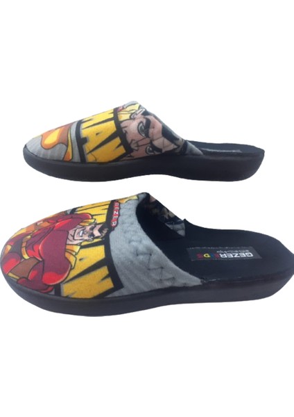 Erkek Çocuk Gri-Siyah Sarı Kahraman Figürlü Ev Içi Terlik GZRR778-007 modelleri