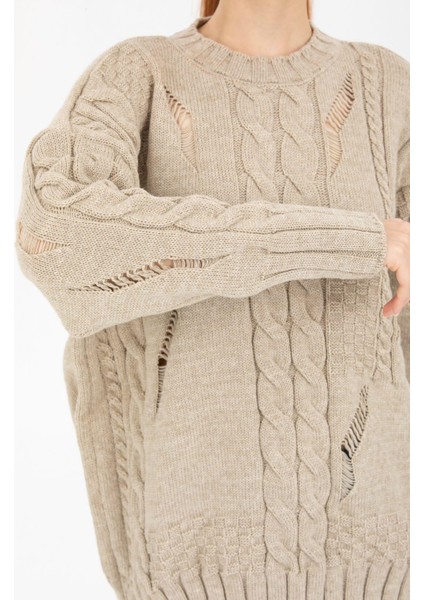 Bisiklet Yaka Örgü Desenli Oversize KAZAK(A92257-S) modelleri