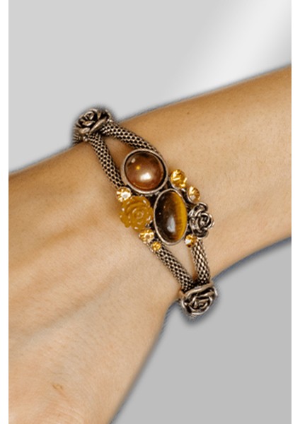 Sertifikalı Tilki Kuyruğu Model Kaplan Gözü - Inci Taşı Bileklik - Ayarlamalı