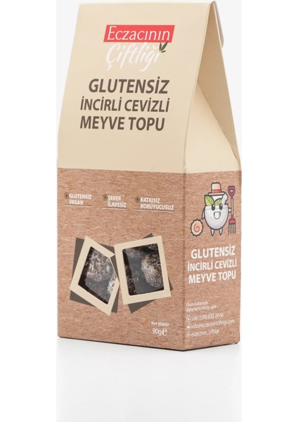 Eczacının Çiftliği Glutensiz Incirli Cevizli Meyve Topu 90 gr / Vegan, Şeker Ilavesiz, Katkısız, Koruyucusuz