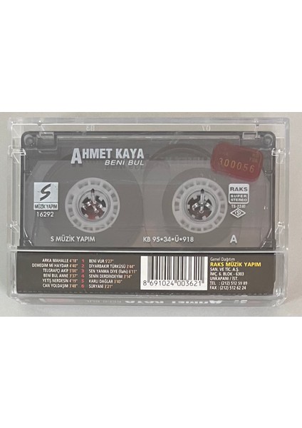 Ahmet Kaya Beni Bul Kaset Orjinal Dönem Baskı 2.eldir