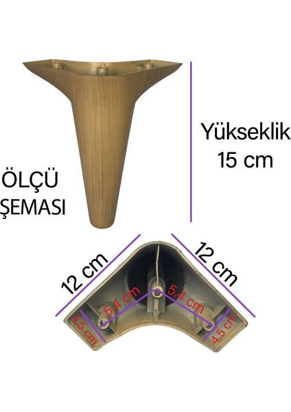 4 Adet Zelve 15 cm Açık Ceviz Lüx Mobilya Kanepe Sehpa Ünite Koltuk Ayağı Baza Ayak modelleri