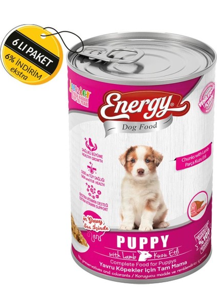 Dog Food Energy Kuzu Etli Yavru Islak Köpek Maması 400 gr Özel Koli 6 Adet