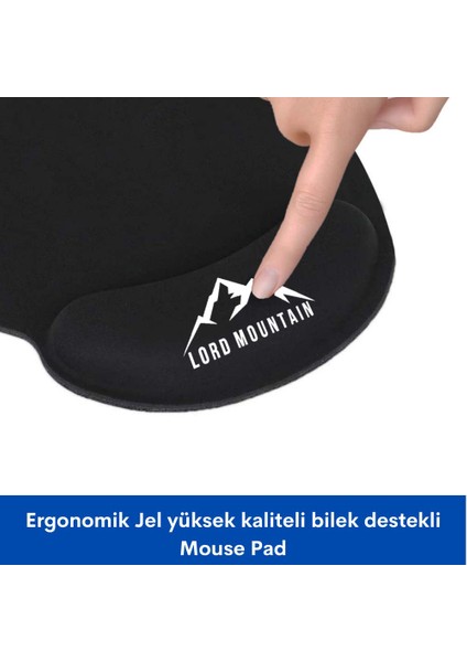 Siyah Bilek Destekli Ergonomik Jel Kaymaz Taban Rahat,konforlu,mouse Pad