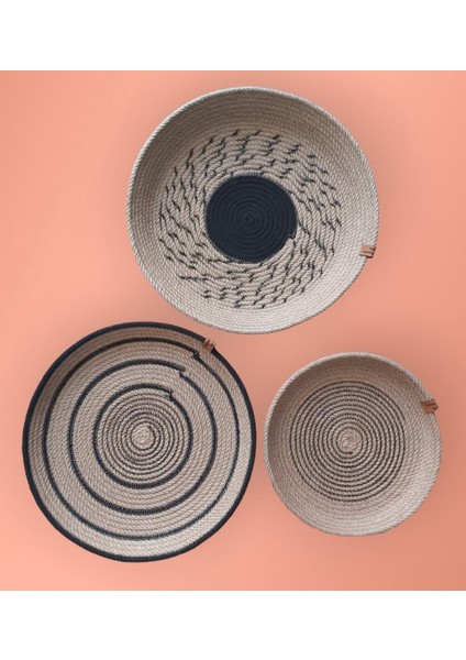 3 Lü Hasır Dekoratif Bohem Tabak Afrika Duvar Tabağı Moda Salon Duvar Dekor