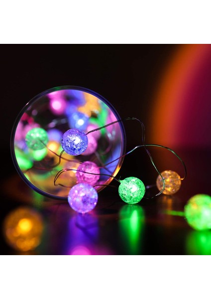 Yatak Odası Için Çok Renkli Küre Dize Işıklar, Iç Mekan Dize Işıklar, Kristal Crackle Top Işıklar 10FT 30 LED Pille Çalışan Peri Asma Işıklar (Yurt Dışından) fiyatları