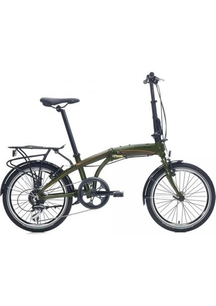 Flexi 108 20 Jant 8 Vites 32 cm V-Fren Katlanır Bisiklet-Mat Haki - Siyah - Turuncu