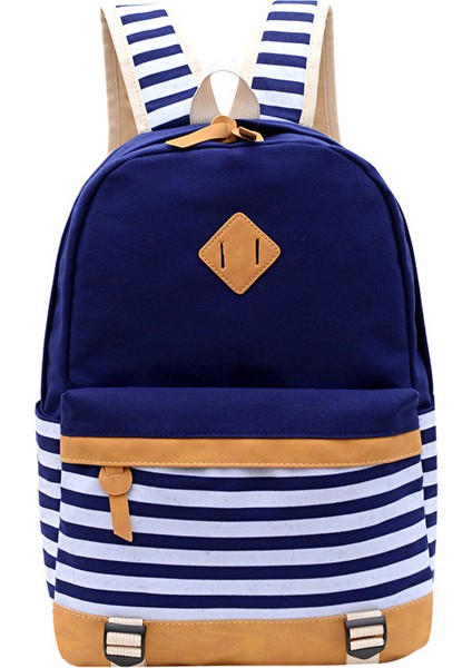 Ivy Stationery Çizgili Desenli Büyük Kapasiteli Sırt Çantası - Kahverengi (Yurt Dışından)