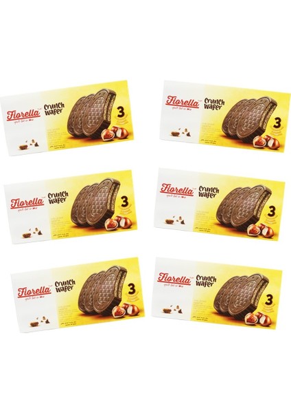 Fiorella Crunch Çikolatalı Gofret 20 gr 3 Lü 6 Lı Paket