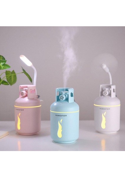Tüp Şeklinde Hava Nemlendirici - Mini Fan + LED Lambalı Set Pembe
