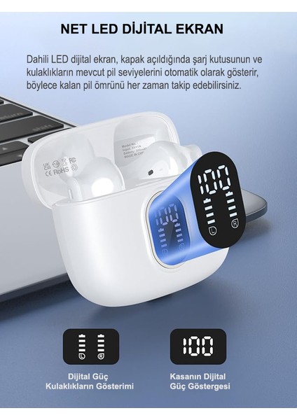 S-30 Bluetooth Kulaklık Ios-android Enc Ortam Sesi Azaltma 4 Mikrofonlu 5.3 Ipx6 su geçirmez