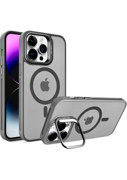 Apple iPhone 14 Plus Uyumlu Magsafe Stantlı Premium Kılıf Lens