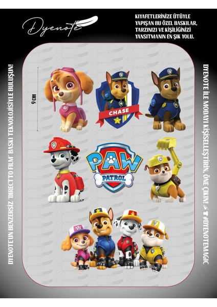 Paw Patrol Petrol Tatlı Köpek Kumaş Aplike Yama Ütü ile Yapışan Transfer Kağıdı Dtf Arma