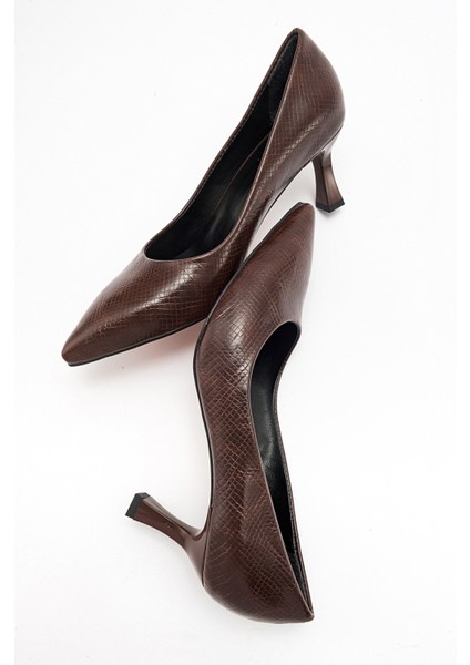 Pedra Kahve Baskı Kadın Topuklu Ayakkabı fırsatları
