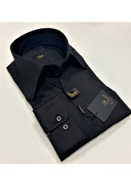 Slimfit Siyah Saten Polat Yaka Gömlek fiyatları
