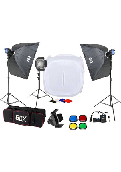 BM400 3'lü Paraflaş Set + Çekim Çadırı 120X120CM