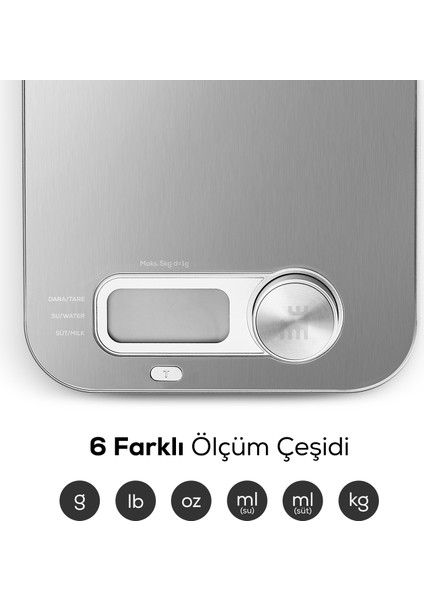 x Refika’dan Mutfak Tartısı Gastro Scale Self-Power Inox 5 kg Kapasite