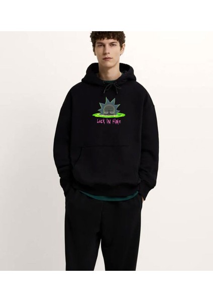 Rick And Morty Back In Time Ön Ve Sırt Baskılı Unisex Kapüşonlu Sweatshirt Hoodie