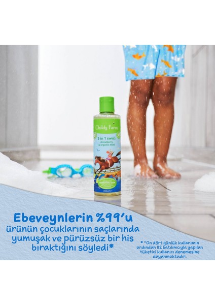 Childs Farm Çilek ve Organik Nane Özlü 3'ü 1 Arada Yüzme Sonrası Çocuk Şampuan 250ml