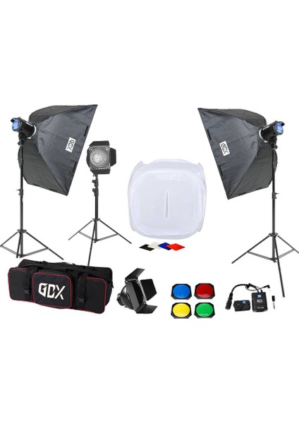BM400 3'lü Paraflaş Set + Çekim Çadırı 80X80CM