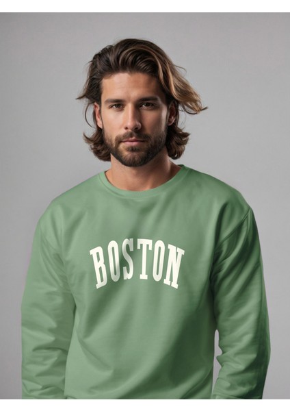 Loss Buttom Boston Baskılı Sweatshirt