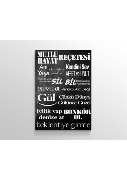 Mutlu Hayat Recetesi Yazılı Aile Kuralları Kanvas Tablo