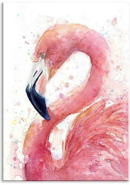Sulu Boya Flamingo Dekoratif Kanvas Tablo