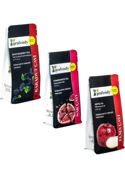 Karadut - Nar - Elma Çayı, Gerçek Meyve Taneli 3 x 250 gr