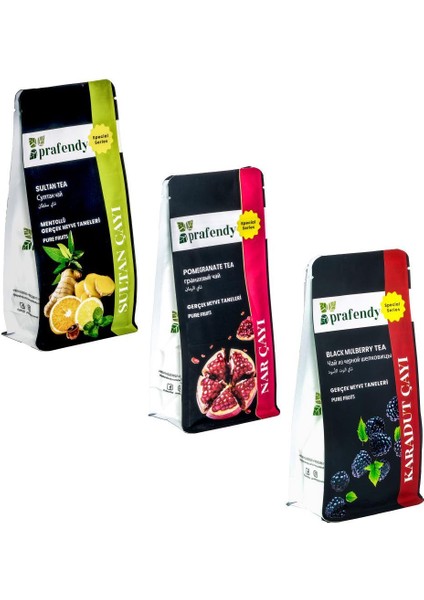 Sultan - Nar - Karadut Çayı, Gerçek Meyve Taneli 3 x 250 gr