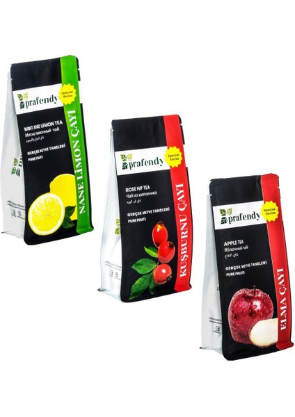 Nane Limon - Kuşburnu – Elma Çayı, Gerçek Meyve Taneli 3 x 250 gr