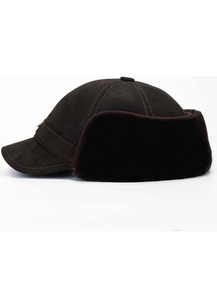 Erkek Deri Kahverengi Şapka 524 1100 Sapka SK23/24 Kahve