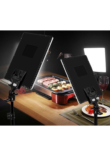 LED 528 C 3'lü Panel Set + Seyyar Yeşil Fon Perde 3x3 Metre
