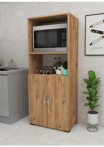 Fırın Dolabı 2 Kapaklı Bölmeli Mikrodalga Fırın Dolabı , Çok Amaçlı Mini Fırın Mutfak Dolabı modelleri