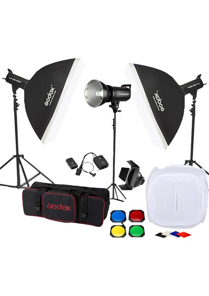 SK400 3'lü Paraflaş Set + Çekim Çadırı 60X60CM