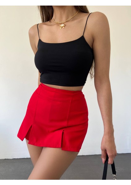 Pamuklu Kumaş Lastik Askılı Crop Body
