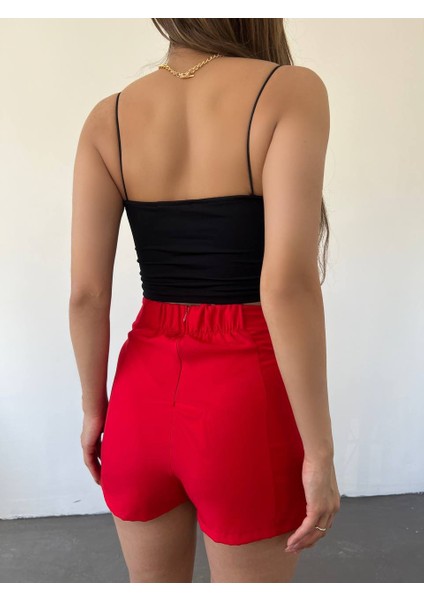 Pamuklu Kumaş Lastik Askılı Crop Body