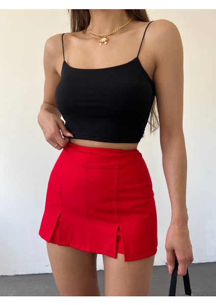 Pamuklu Kumaş Lastik Askılı Crop Body