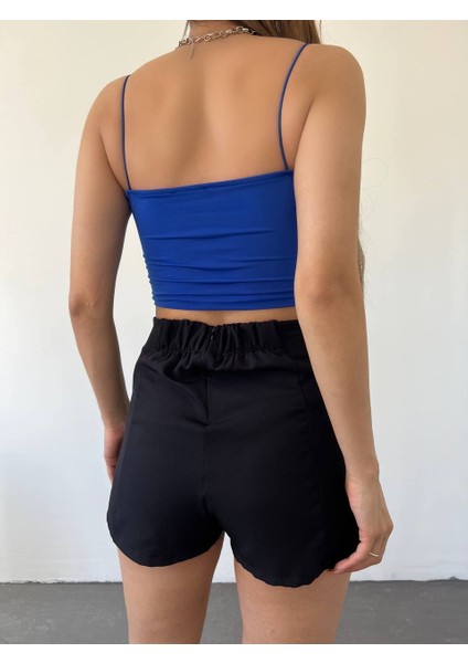 Pamuklu Kumaş Lastik Askılı Crop Body