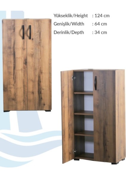 Çok Amaçlı Dolap Banyo Dolap 2 Kapaklı 4 Gözlü Banyo Havlu Dolabı