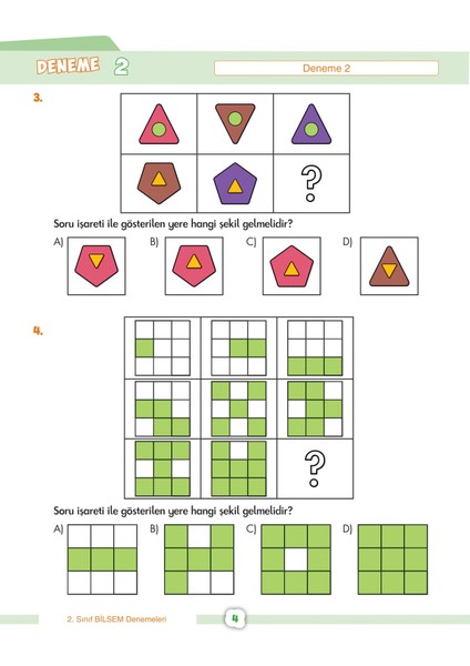 Ardışık Yayınları 2. Sınıf BİLSEM Deneme Sınavı - 2. Sınıf Singapur Matematiği ve Zeka Oyunları