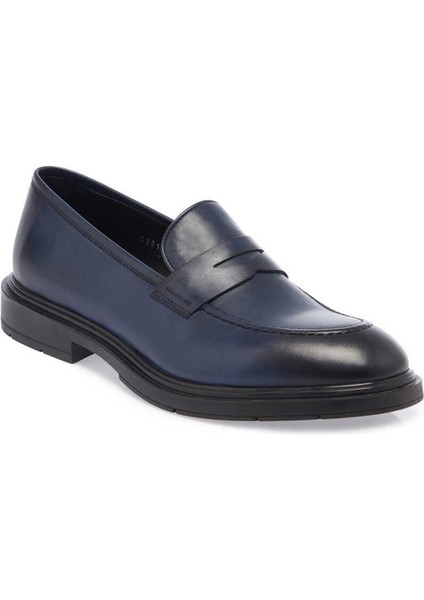 Lacivert Hakiki Deri Erkek Casual Ayakkabı - E23S1AY56540-A31