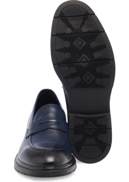 Lacivert Hakiki Deri Erkek Casual Ayakkabı - E23S1AY56540-A31