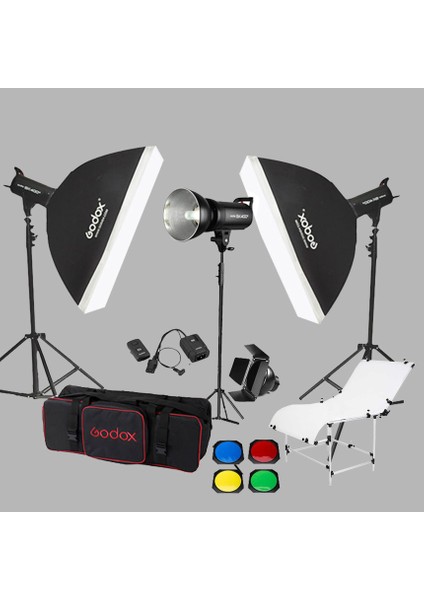 SK400 3'lü Paraflaş Set + Çekim Masası 60X130CM